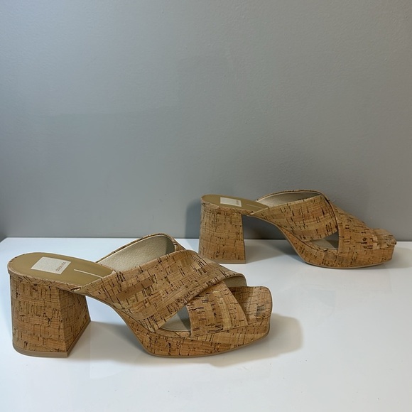 Dolce Vita Martin Cork Square Toe Slides Heeled Sandals Size 11 - Picture 2 of 15